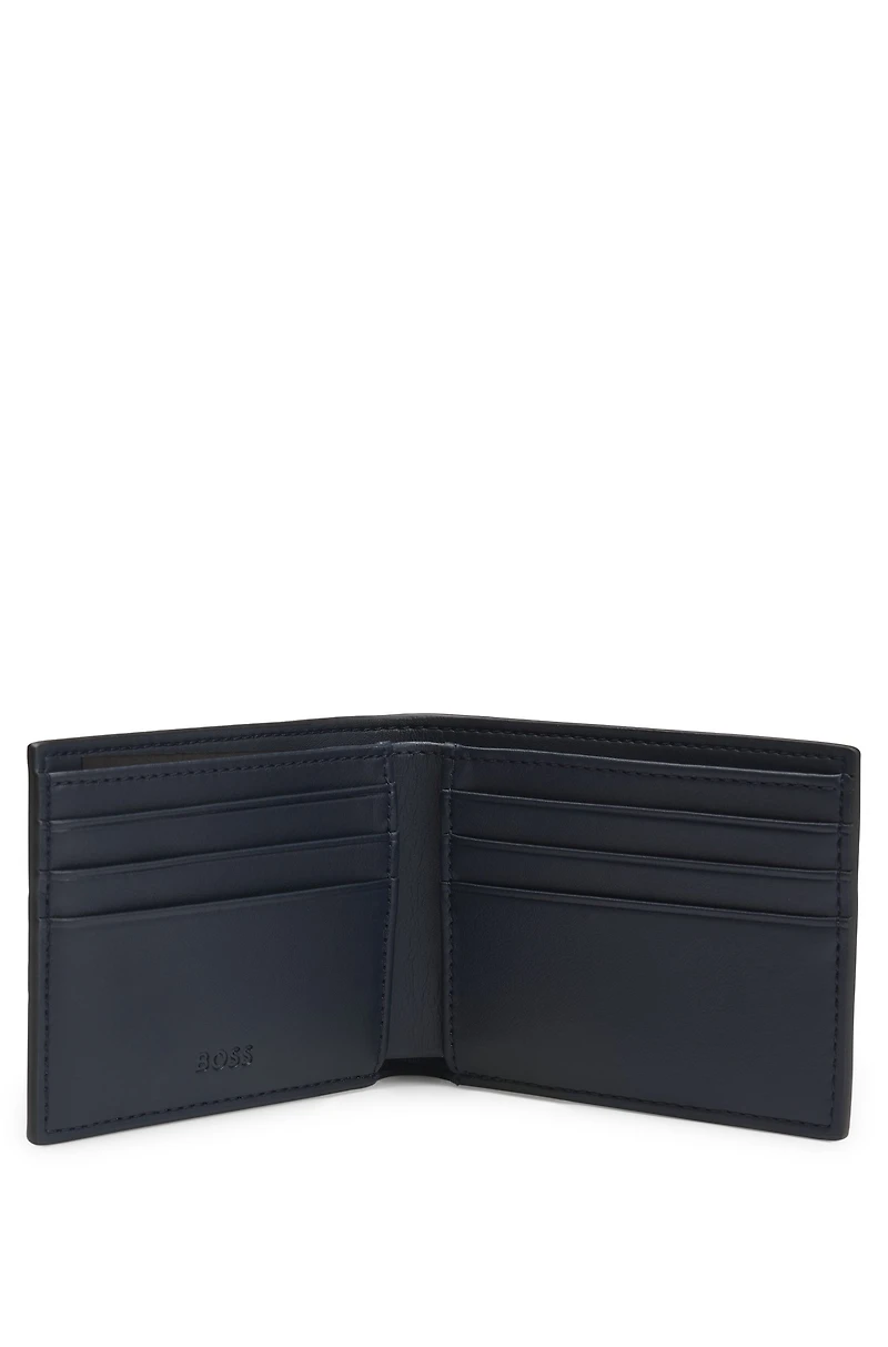 Faux-leather folding wallet with textured trim