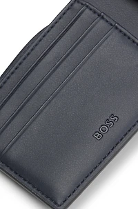 Faux-leather folding wallet with textured trim
