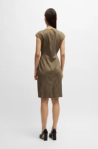 Cap-sleeve dress melange stretch sharkskin