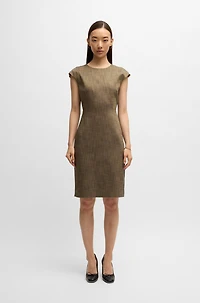 Cap-sleeve dress melange stretch sharkskin