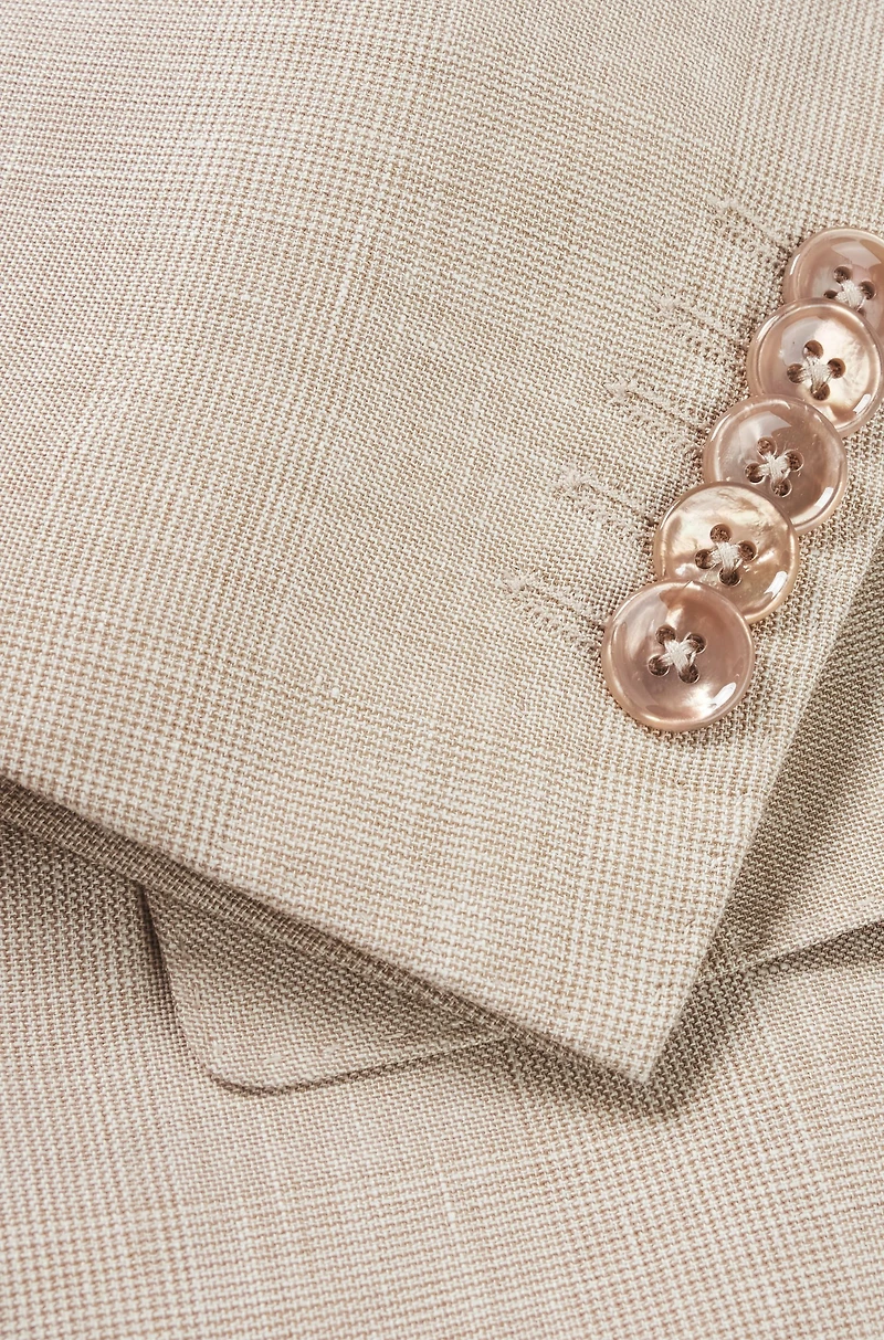 Slim-fit suit checked linen, wool and silk