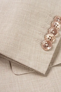 Slim-fit suit checked linen, wool and silk