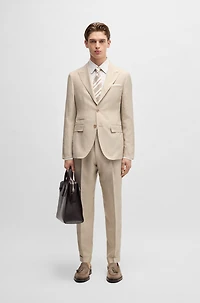 Slim-fit suit checked linen, wool and silk