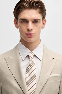 Slim-fit suit checked linen, wool and silk