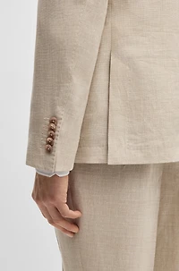 Slim-fit suit checked linen, wool and silk