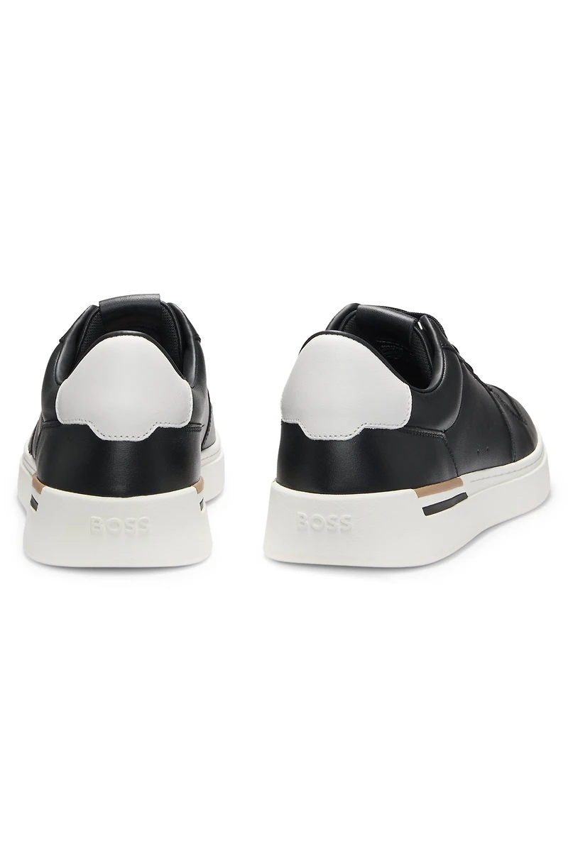 Leather trainers with signature-stripe details