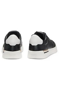 Leather trainers with signature-stripe details