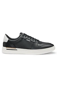 Leather trainers with signature-stripe details
