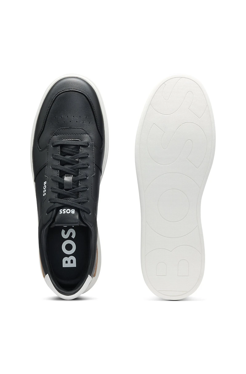 Leather trainers with signature-stripe details