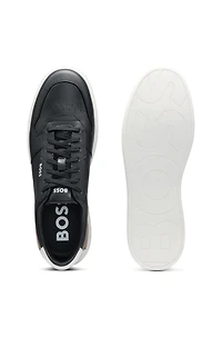 Leather trainers with signature-stripe details