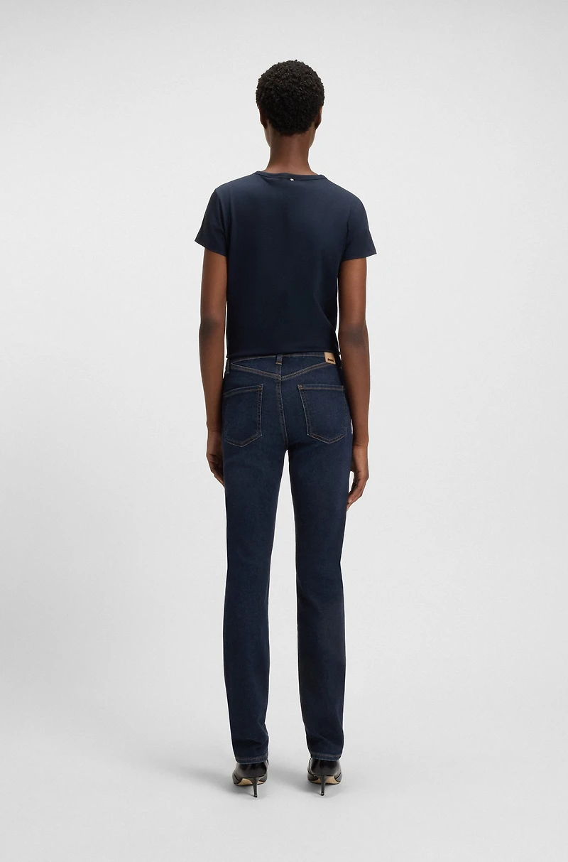 Deep-blue slim-fit jeans stretch denim