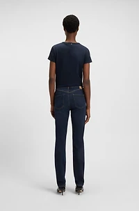 Deep-blue slim-fit jeans stretch denim