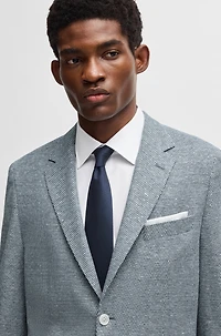 Regular-fit patterned blazer with linen and cotton