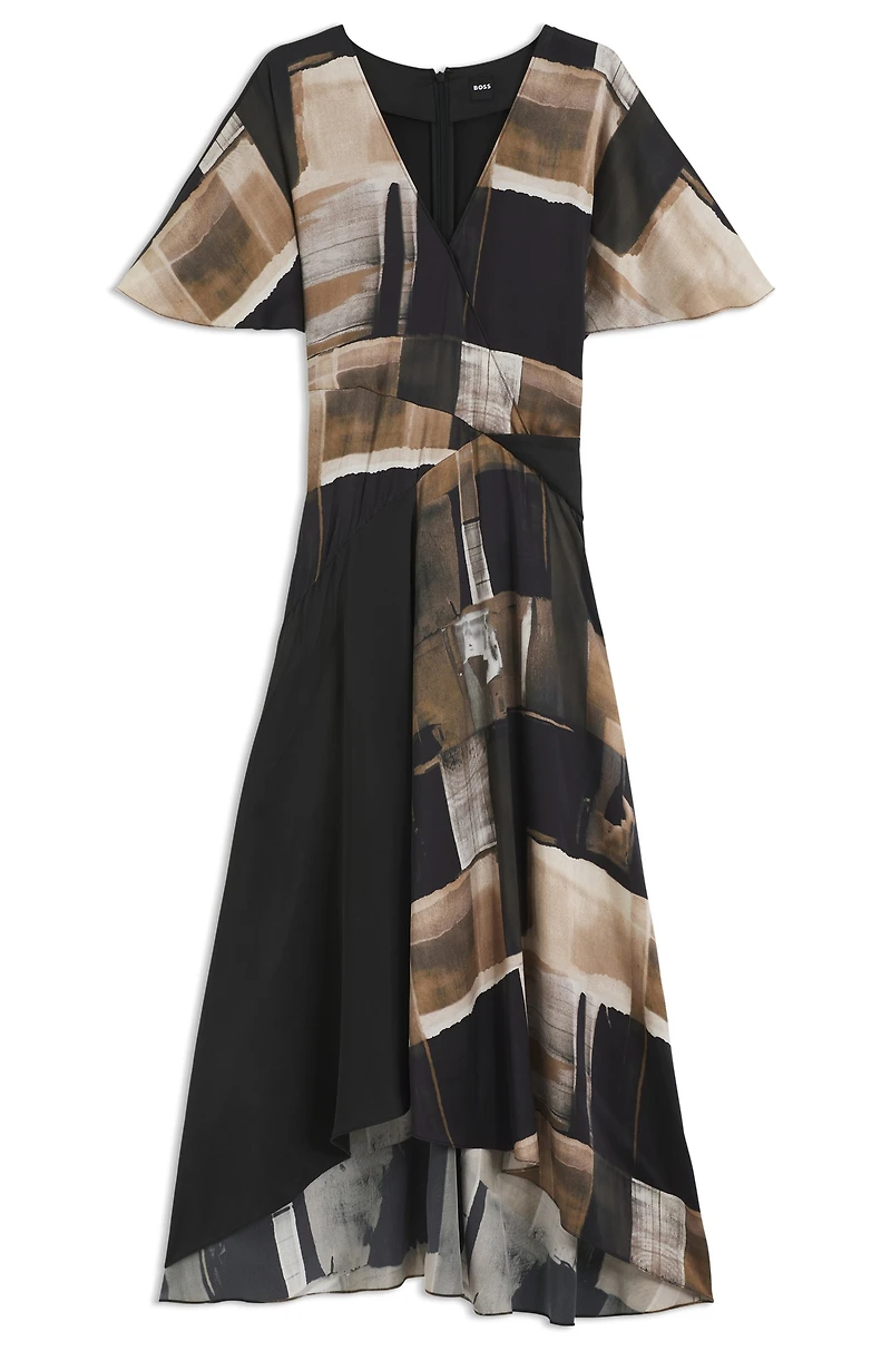 Silk dress with modern print
