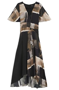 Silk dress with modern print