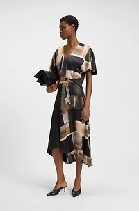 Silk dress with modern print