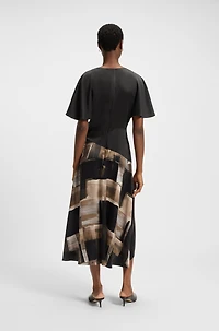 Silk dress with modern print