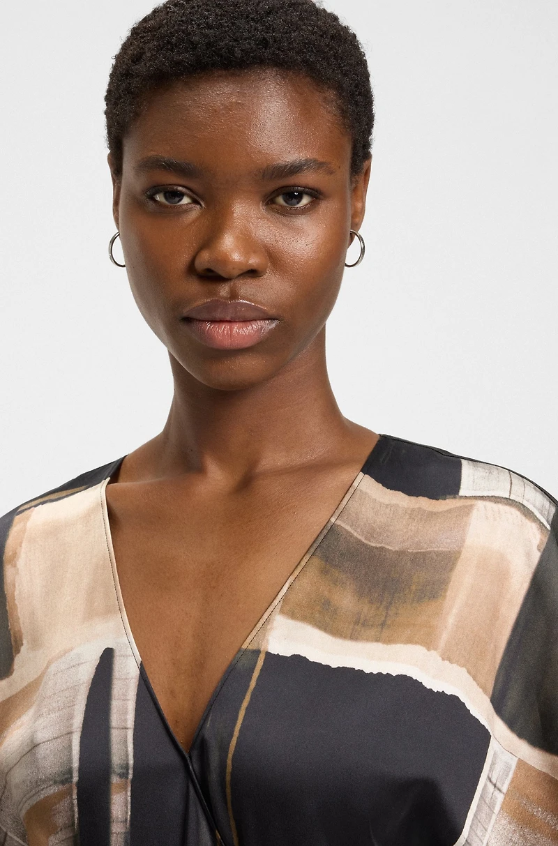 Silk dress with modern print