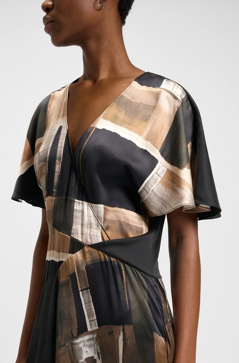 Silk dress with modern print
