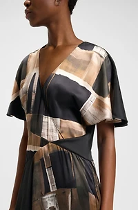 Silk dress with modern print