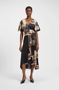 Silk dress with modern print