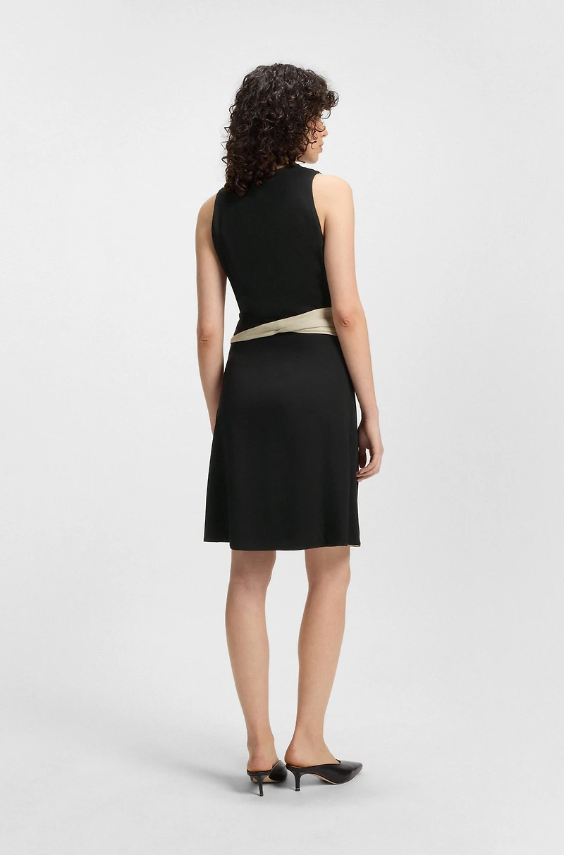 Color-blocked dress with wrap front