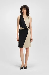 Color-blocked dress with wrap front