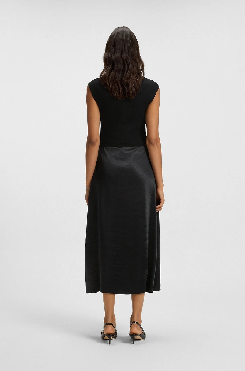 Knitted dress with satin skirt