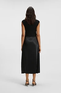 Knitted dress with satin skirt