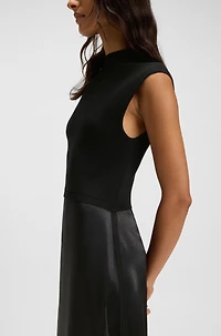 Knitted dress with satin skirt