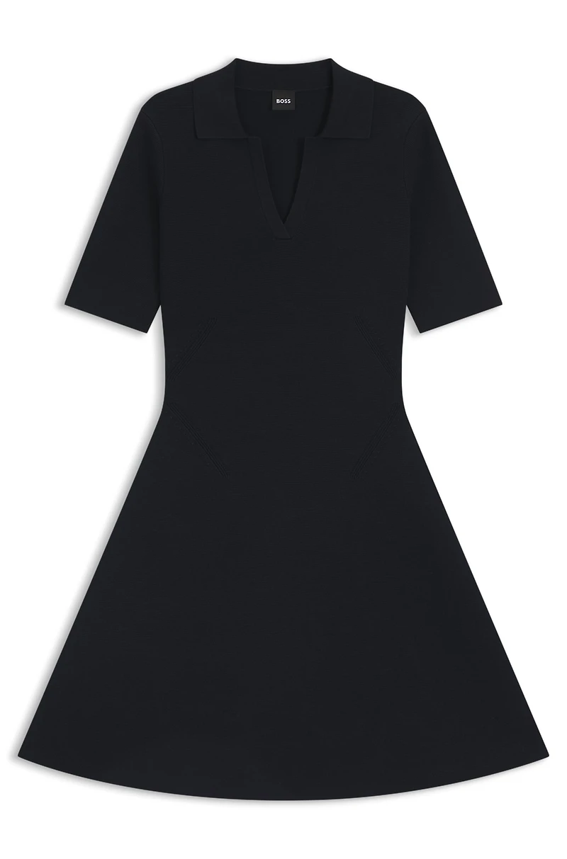 Knitted dress with skipper collar
