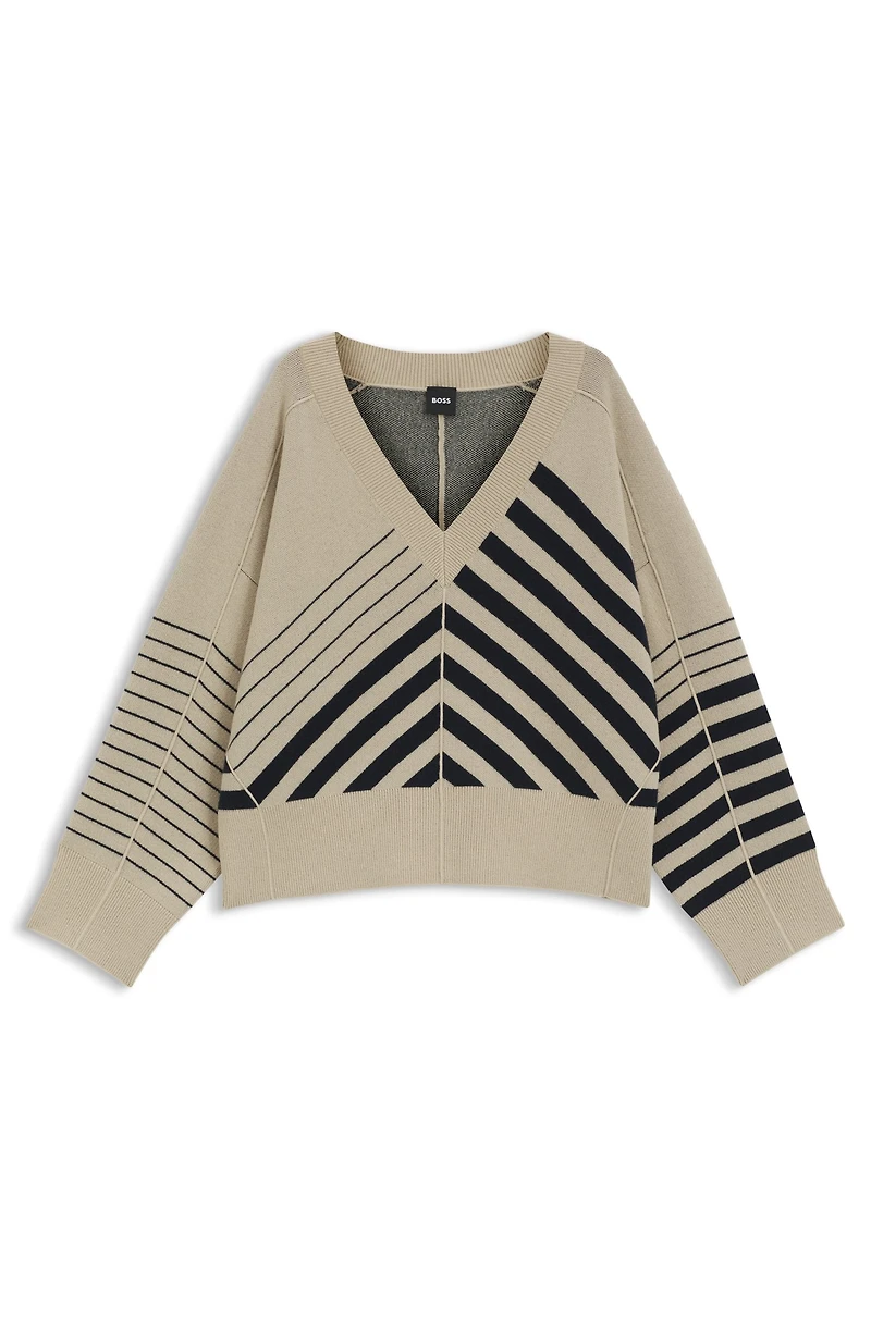 Block-stripe sweater wool and cashmere