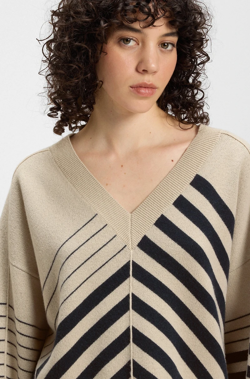 Block-stripe sweater wool and cashmere