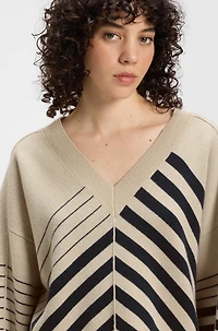 Block-stripe sweater wool and cashmere