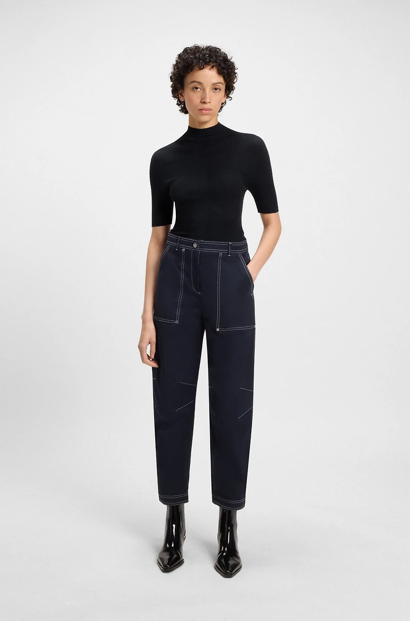 Virgin-wool sweater with mock neck