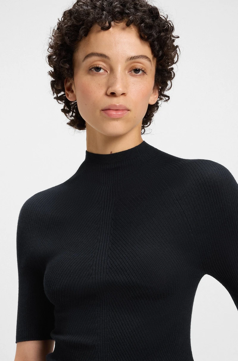 Virgin-wool sweater with mock neck
