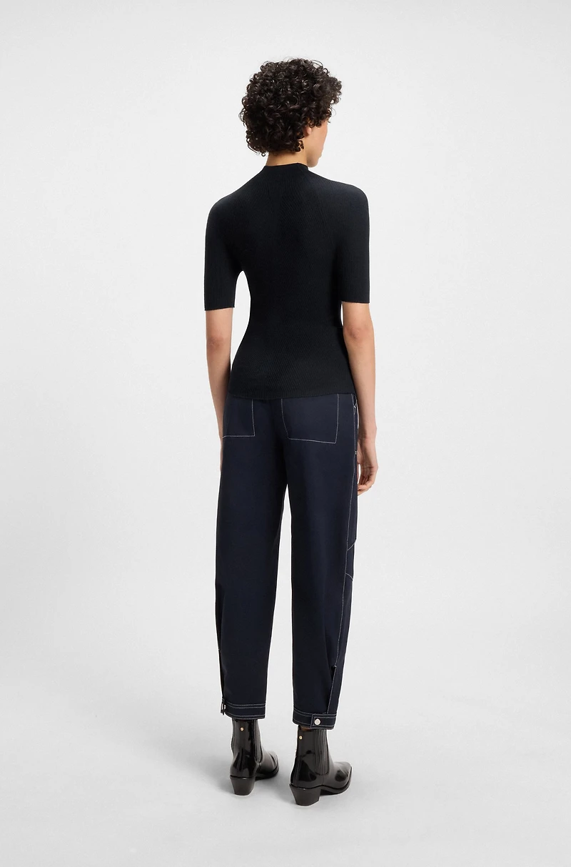 Virgin-wool sweater with mock neck