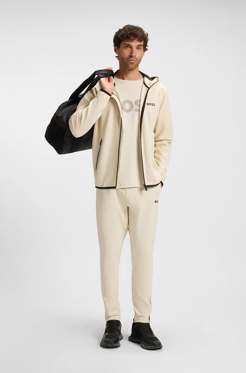 Active stretch-gabardine tracksuit bottoms with thermoregulating technology