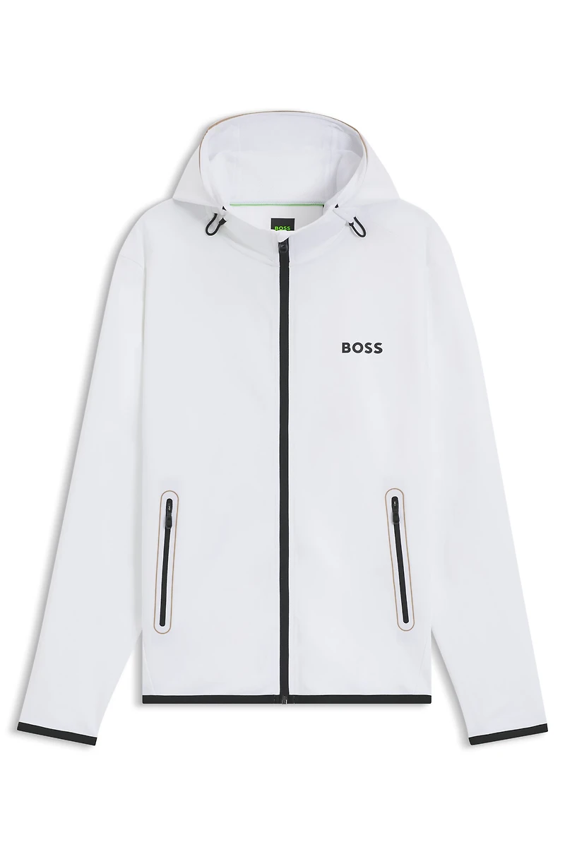 Active stretch-gabardine zip-up hoodie with thermoregulating technology