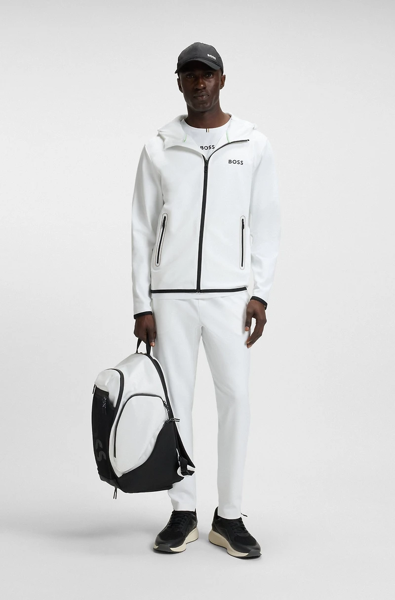 Active stretch-gabardine zip-up hoodie with thermoregulating technology