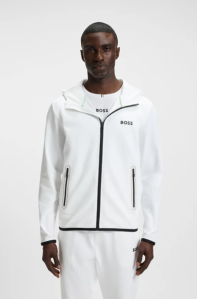Active stretch-gabardine zip-up hoodie with thermoregulating technology