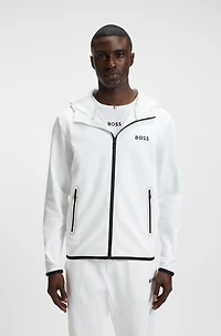 Active stretch-gabardine zip-up hoodie with thermoregulating technology