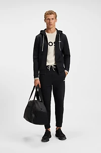 Stripe-detail zip-up hoodie a cotton blend