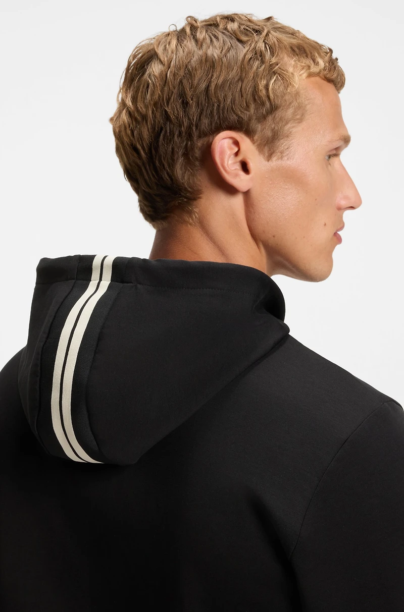 Stripe-detail zip-up hoodie a cotton blend