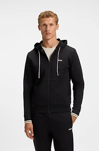 Stripe-detail zip-up hoodie a cotton blend