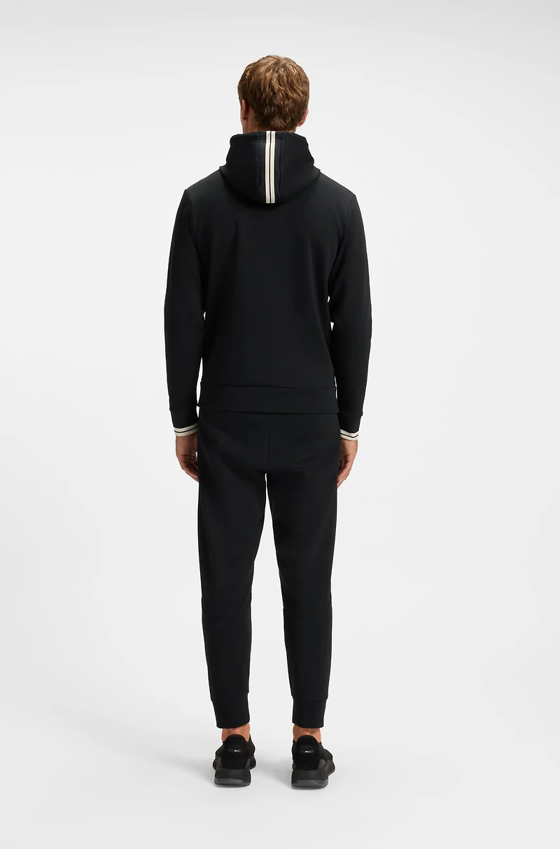 Stripe-detail zip-up hoodie a cotton blend