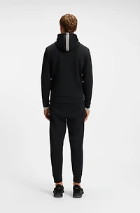 Stripe-detail zip-up hoodie a cotton blend