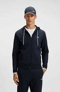 Stripe-detail zip-up hoodie a cotton blend