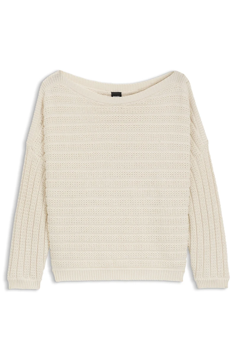 Cotton knitted jacket with mixed structures