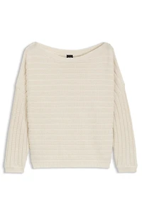 Cotton knitted jacket with mixed structures
